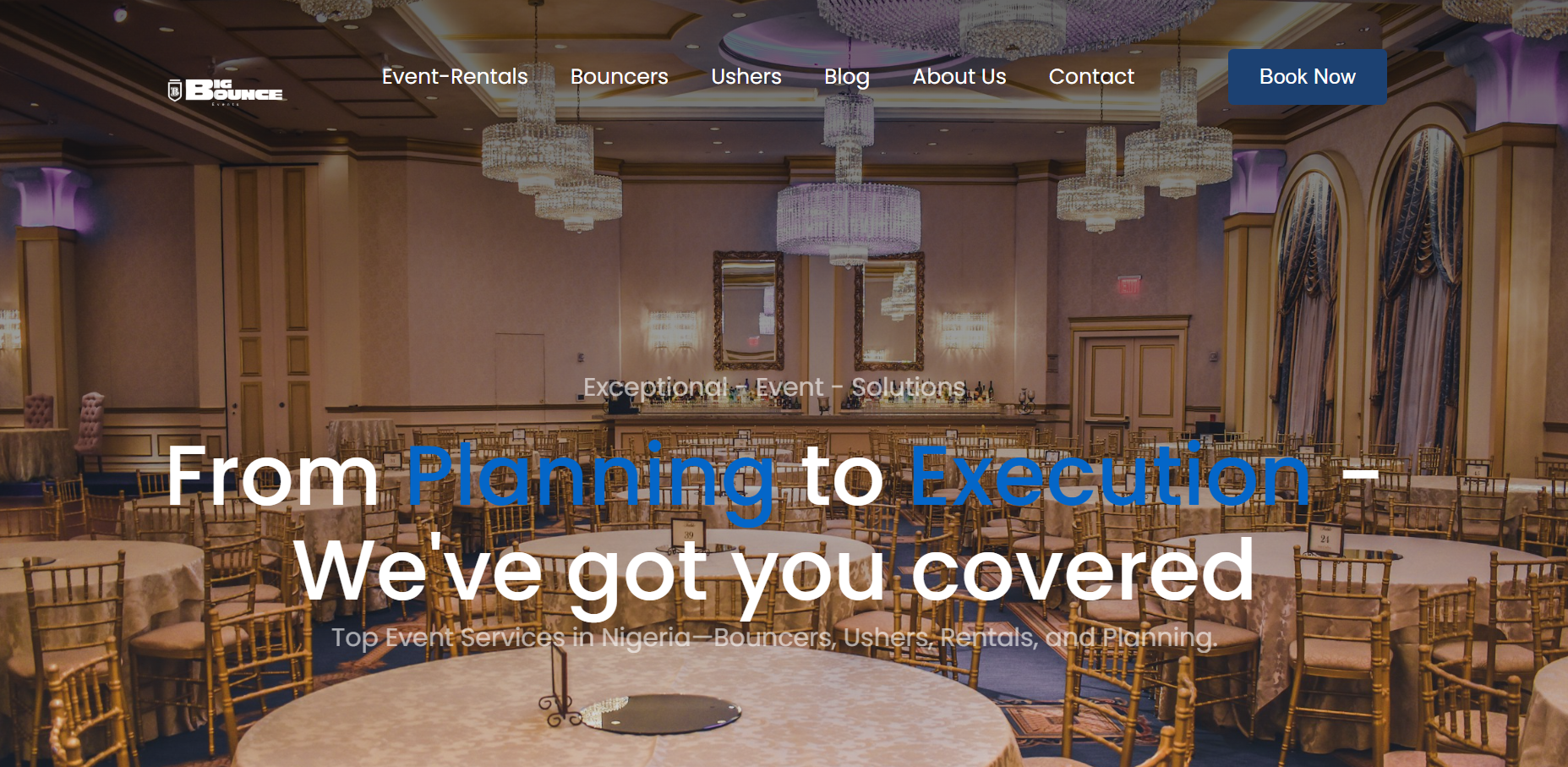 screenshot of Big Bounce website